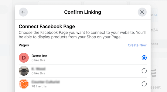 Connect Facebook page