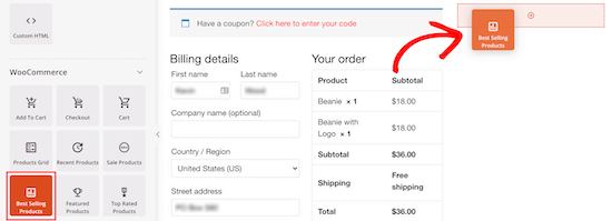 Add WooCommerce products block
