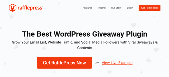 The RafflePress website