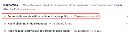 Efficient cache policy warning