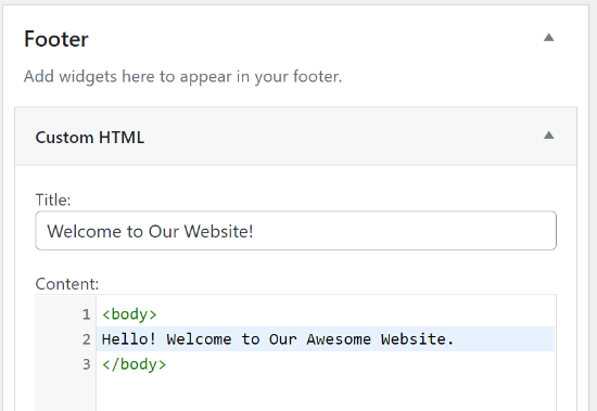 Enter Custom HTML