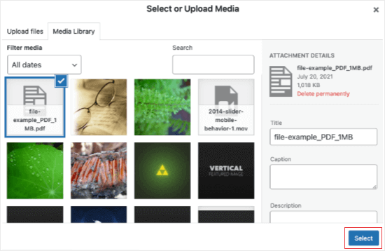 Select or Upload Media