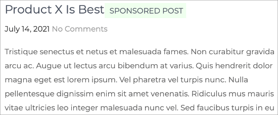 Preview of Sponsored Post Suffix with Custom CSS