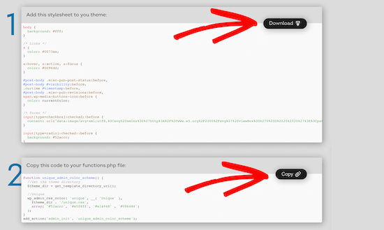 Загрузите CSS и скопируйте PHP-код
