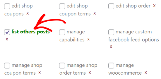 Enable list others posts checkbox