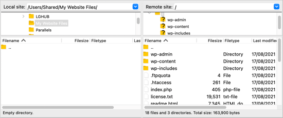Local and Remote File Lists