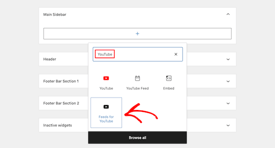 Select Feeds for YouTube block
