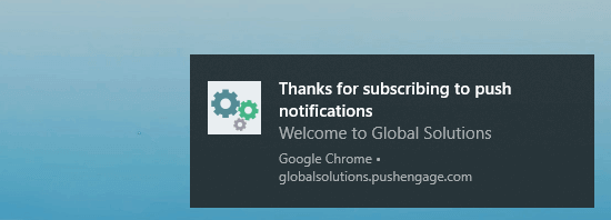 Thank you push notification