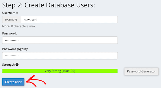 Create new database user