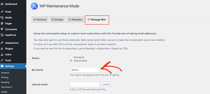 Customizing the maintenance chatbot