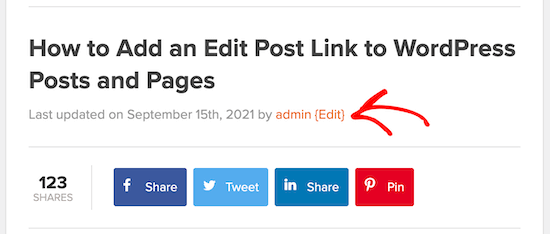 Post edit link WordPress post example