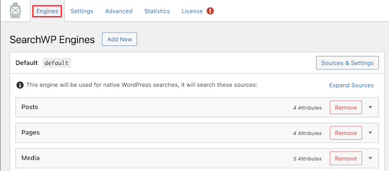 Настройки поисковых систем SearchWP