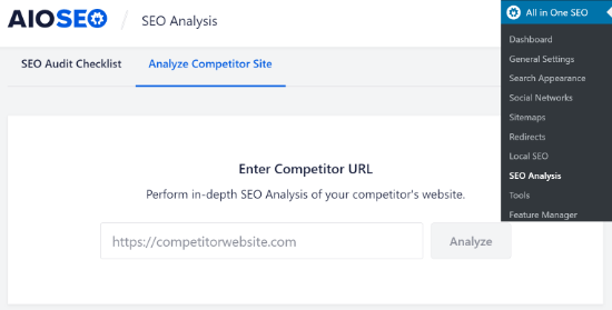 AIOSEO Анализ сайта конкурента