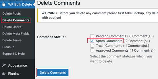 Delete All Comments That Have Been Marked as Spam