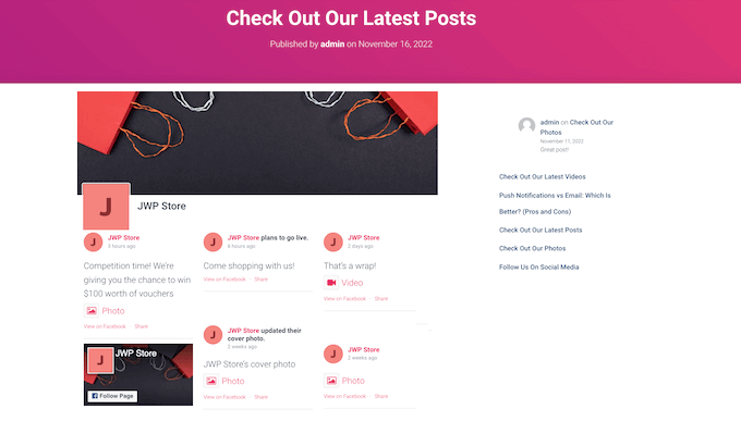 Un esempio di timeline di Facebook incorporata, creata utilizzando Smash Balloon Un esempio di timeline di Facebook incorporata, creata utilizzando Smash Balloon