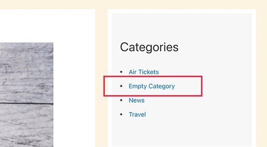 Displaying empty category