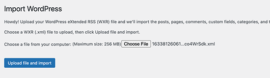 Загрузка файла импорта