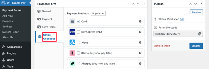 Select any Additional Payment Methods and Tweak the Checkout Form
