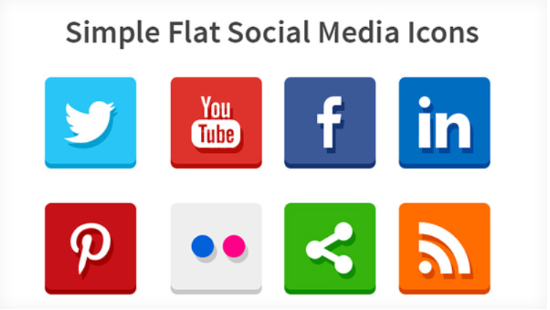 Simple flat social media icons