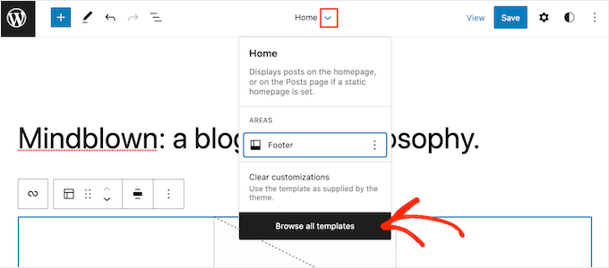 Browsing all the block-based templates in a WordPress theme