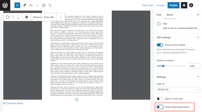 Скрытие кнопки «Скачать» в программе просмотра PDF
