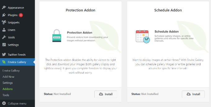 Install the protection addon