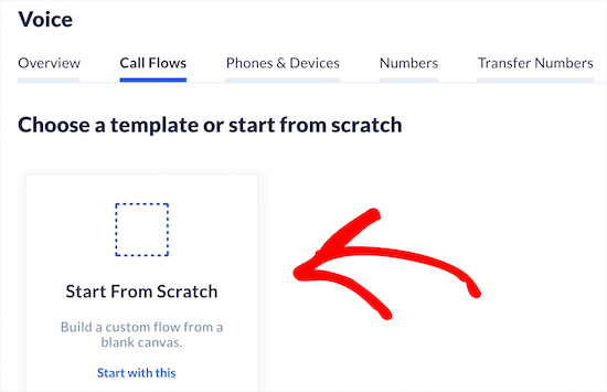 Select start from scratch