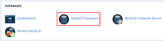 Click MySQL databases