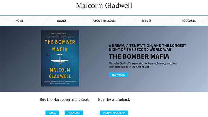 Malcolm Gladwell - Author website example