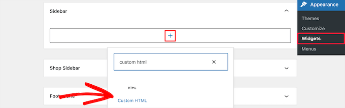 Добавьте пользовательский HTML-блок