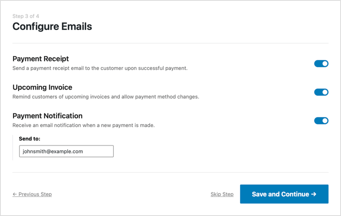 Konfigurasikan email WP Simple Pay Anda