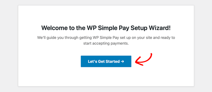 Мастер установки WP Simple Pay запустится автоматически