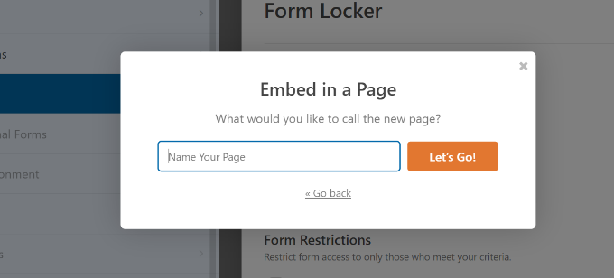 Enter name for your new page