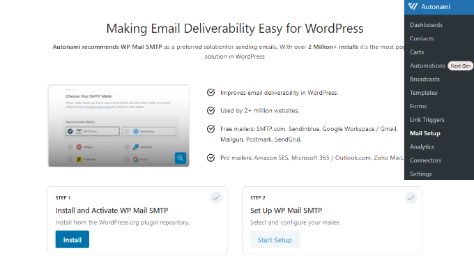 Autonami را با WP Mail SMTP وصل کنید