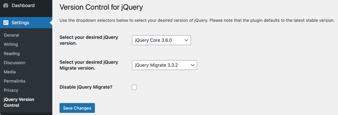 Choose the Version of jQuery You Wish to Run