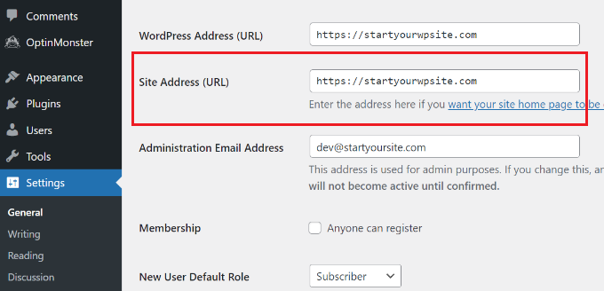 查看您的网站地址 URL