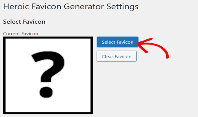 روی دکمه Select Favicon کلیک کنید