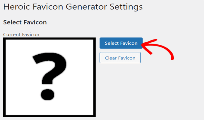 Click on Select Favicon button