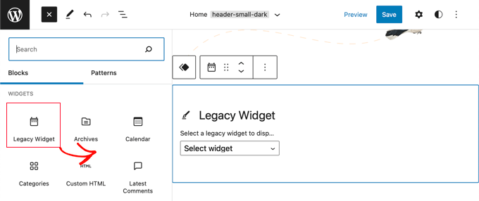 Виджет Legacy Widget теперь доступен в полном редакторе сайта