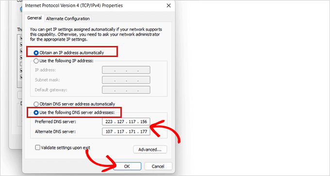 Tercih ettiğiniz DNS'yi yazın