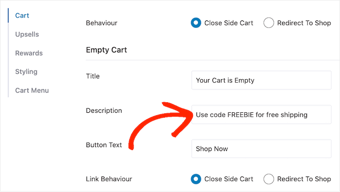 Adding a CTA to the 'empty cart' screen