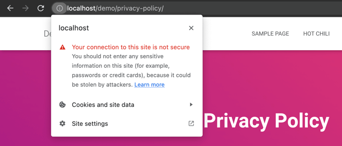 当连接不安全时，Chrome 会警告用户