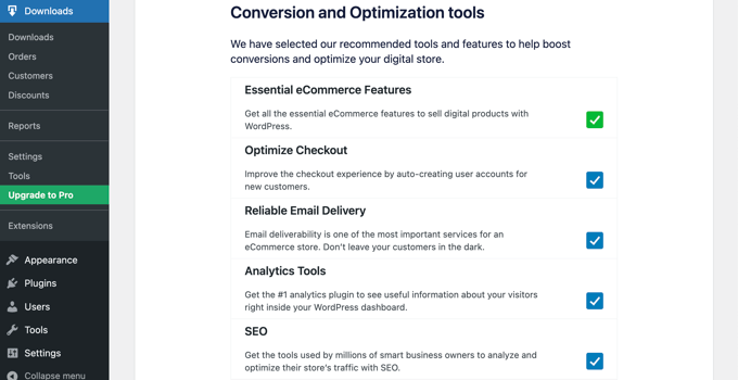Easy Digital Downloads Setup Conversion and Optimization Tools