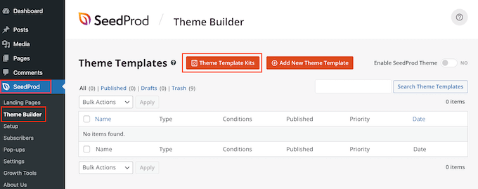 The SeedProd thee builder feature