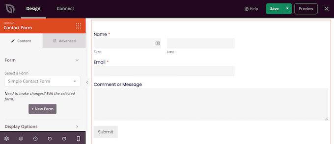 Including a contact type to a design template package utilizing WPForms