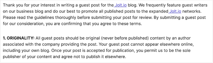 An originality clause on a website that accepts guest blogs An originality clause on a website that accepts guest blogs