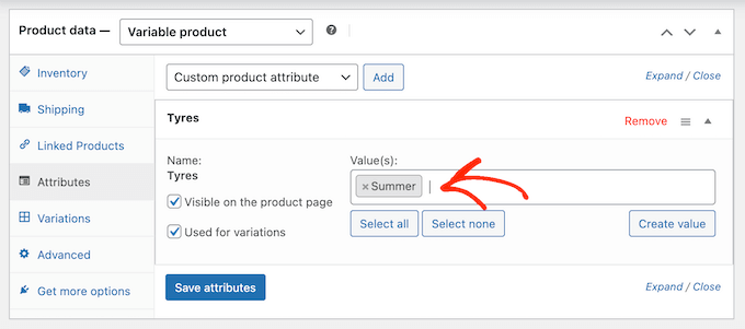 Adding values to a product variable