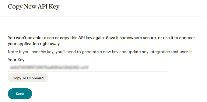 Copy the API key